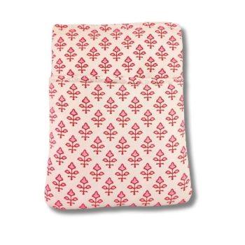 Handcrafted Pink Flower Printed Printed Book,Tablet,Ipad Sleeves | 100% Cotton Fabric , Multicolor |  padded inner lining | Washable Foaming Sheet | Padded Book Sleeves/Book Covers/Book Protector - 8 Inch x 10 Inch