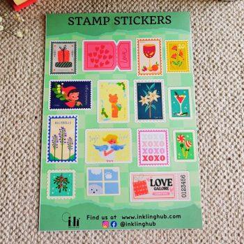 Love Stamp Sticker Sheet | Matte Lamination | Peel and Paste | Stickers For Laptop,Journal,Planner Bike,Scrapbook,diary | Waterproof | Self Adhesive | Residue Free