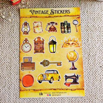 Vintage Sticker Sheet | Matte Lamination | Peel and Paste | Stickers For Laptop,Journal,Planner Bike,Scrapbook,diary | Waterproof | Self Adhesive | Residue Free