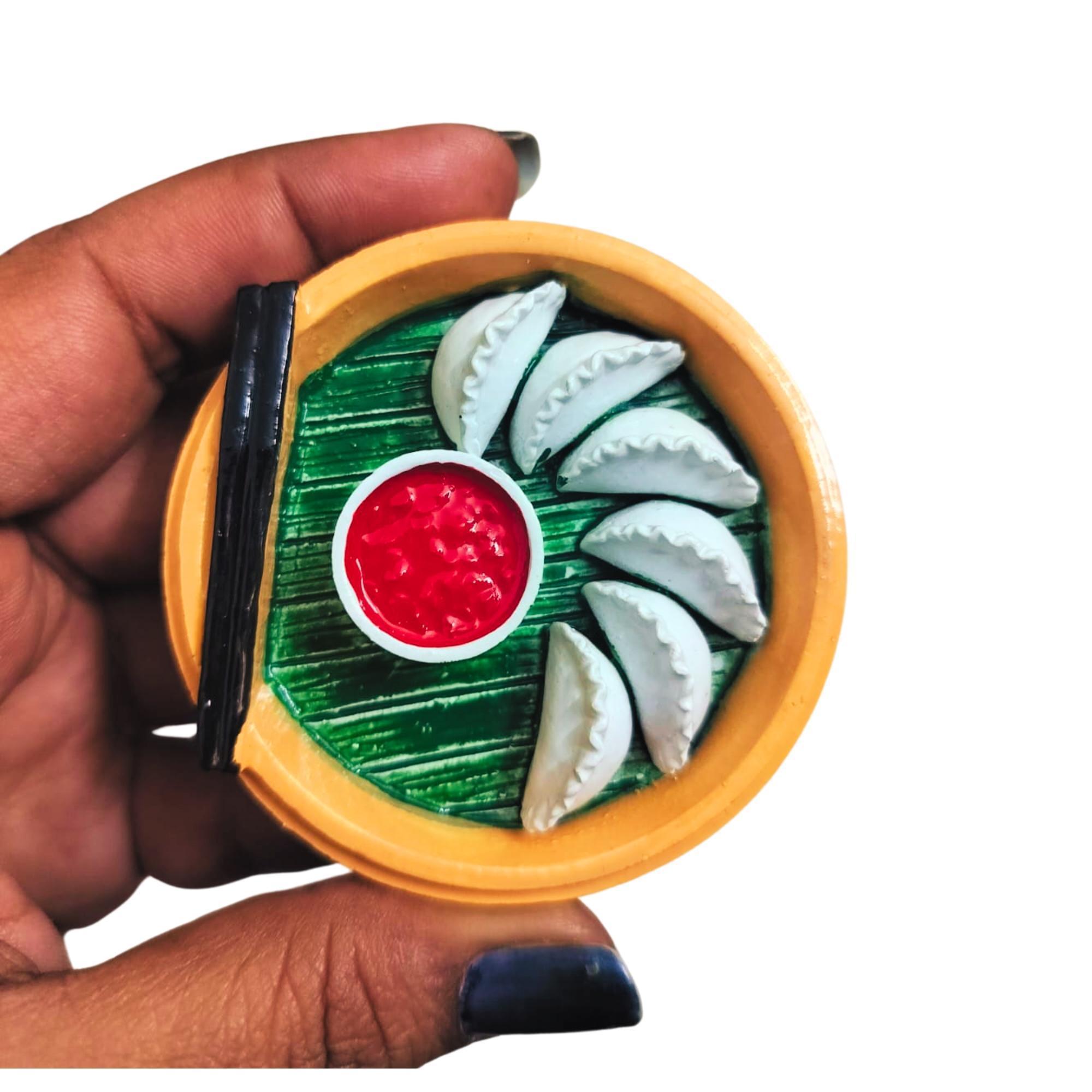 MOMO Themed Miniature 3D Fast Food Fridge Magnet | Refrigerator Magnets | Best Gifting Item| Best Souvenir Gift | Home and Kitchen Decoration | Kitchen Decor | Handmade in India | 3D Fridge Magnets | Best for Gifting (Approx. 4 to 6 cm) - Image 2