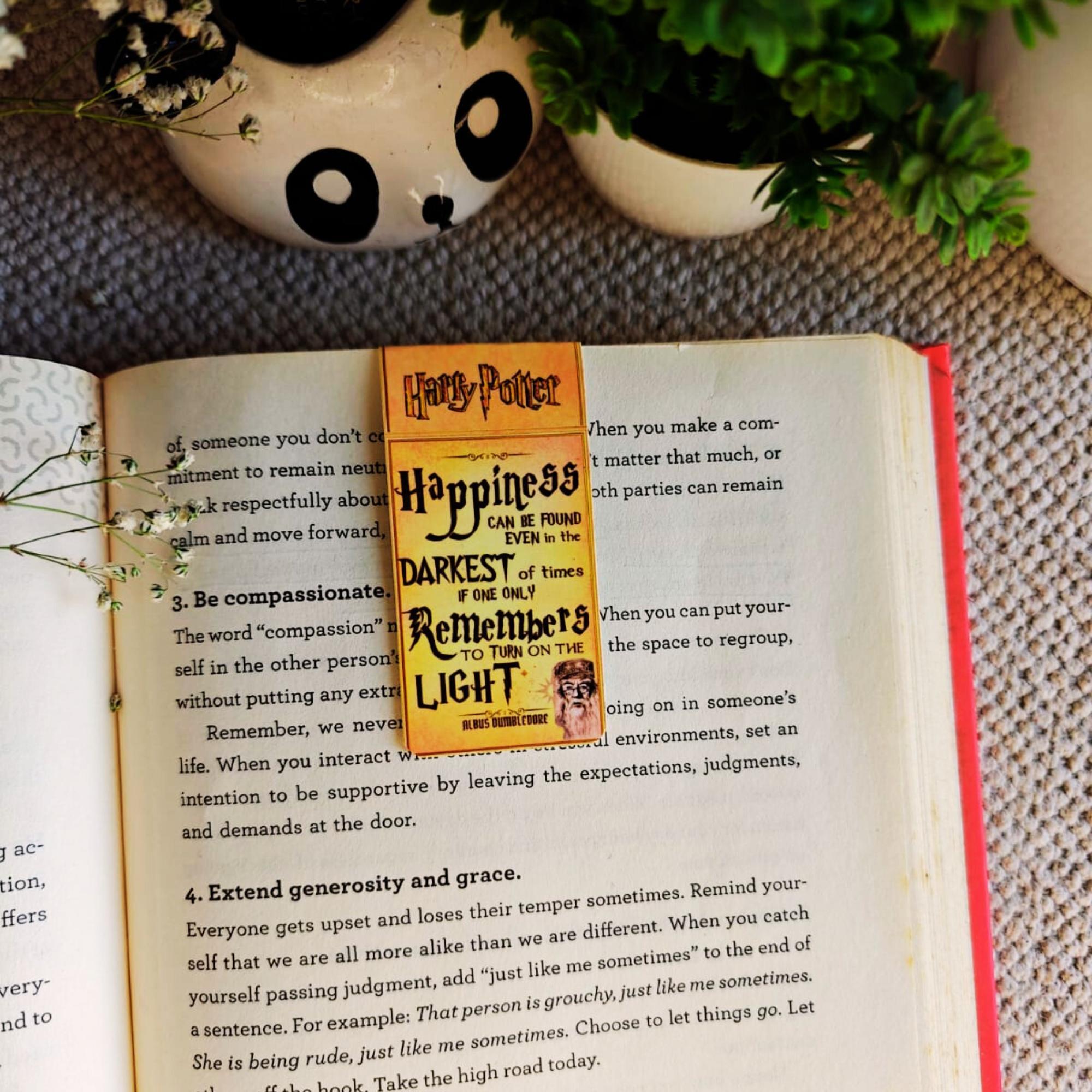 HAPPINESS BY ALBUS DUMBLEDORE QUOTE Magnetic Bookmark | Best Gift For Book Lover | Aesthetic Bookmark For Books | Cute Bookmarks for Journal,Planner,Notebook | Glossy Lamination - Image 3