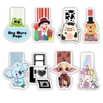 Set Of 8 Cartoon Character Magnetic Bookmarks