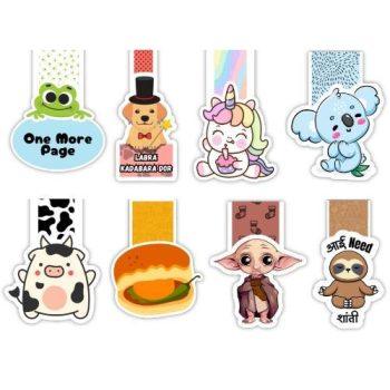 Set Of 8 Cute Character Magnetic Bookmarks