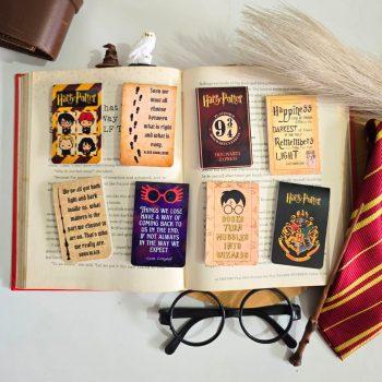Set Of  8 Harry potter,friends,quotes Magnetic Bookmark | Best Gift For Book Lover | Aesthetic Bookmark For Books | Cute Bookmarks for Journal,Planner,Notebook | Glossy Lamination