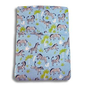 Handcrafted Baby Blue Zebra Printed Book,Tablet,Ipad Sleeves | 100% Cotton Fabric , Multicolor | padded inner lining | Washable Foaming Sheet | Padded Book Sleeves/Book Covers/Book Protector - 8 Inch x 10 Inch