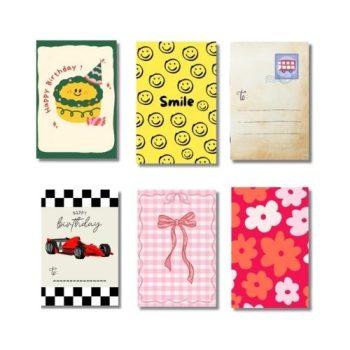 Set of 6  birthday,Pattern Blank Greeting card,Note card (4 x 6 Inches)Perfect for birthdays,Valentines Day,kids Greeting cards