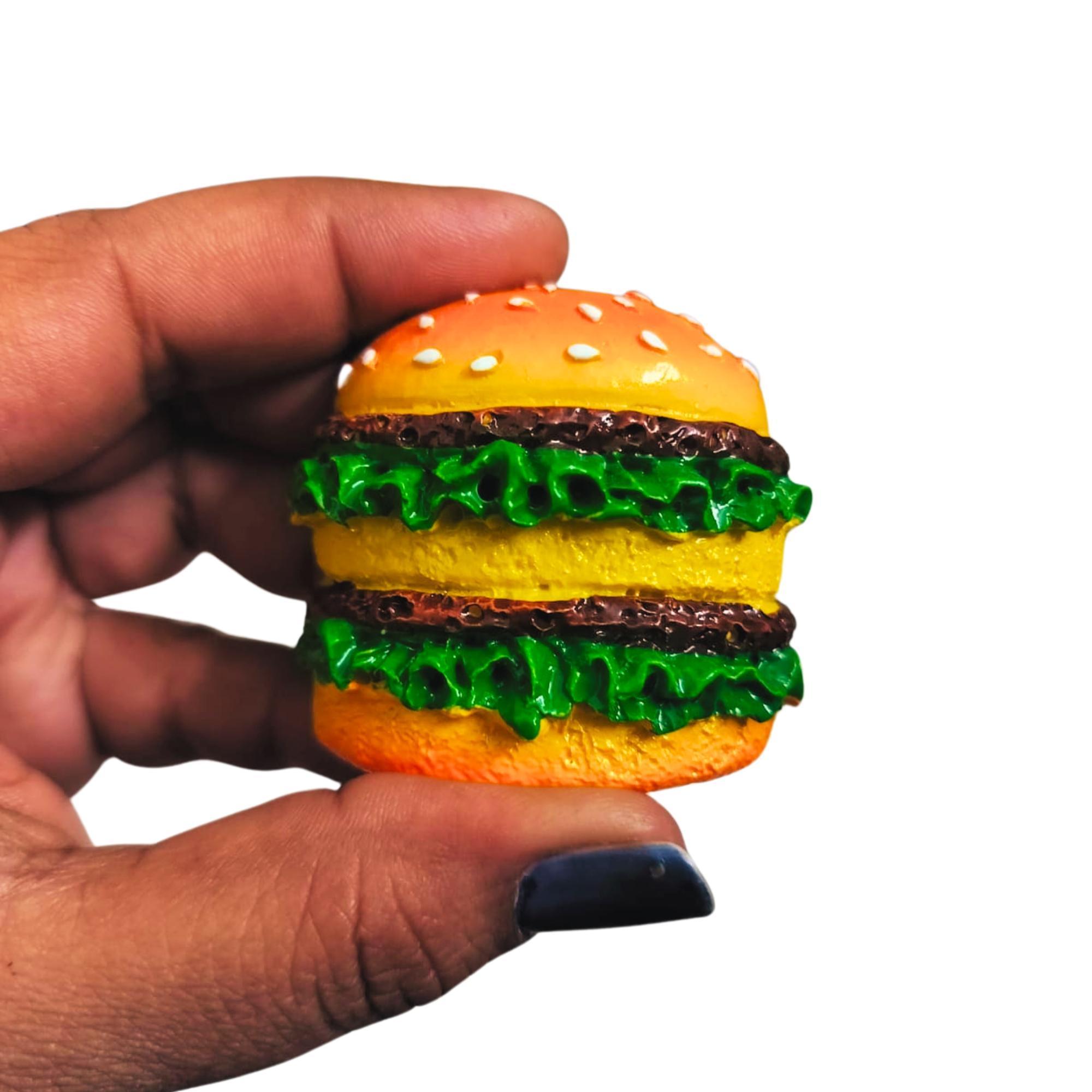 BURGER Themed Miniature 3D Fast Food Fridge Magnet | Refrigerator Magnets | Best Gifting Item| Best Souvenir Gift | Home and Kitchen Decoration | Kitchen Decor | Handmade in India | 3D Fridge Magnets | Best for Gifting (Approx. 4 to 6 cm) - Image 2