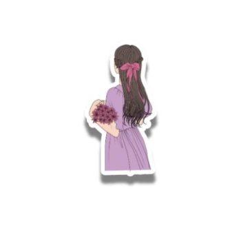 Aesthetic women with flower Sticker