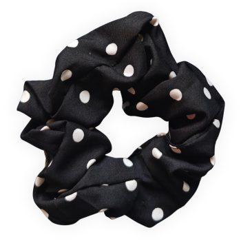 Black and White Luxury Polka Dots Soft Polyester Fabraic XXL Scrunchies, Anti-Hair-Breakage, Hair Ties, Scrunchies For Girls, Women