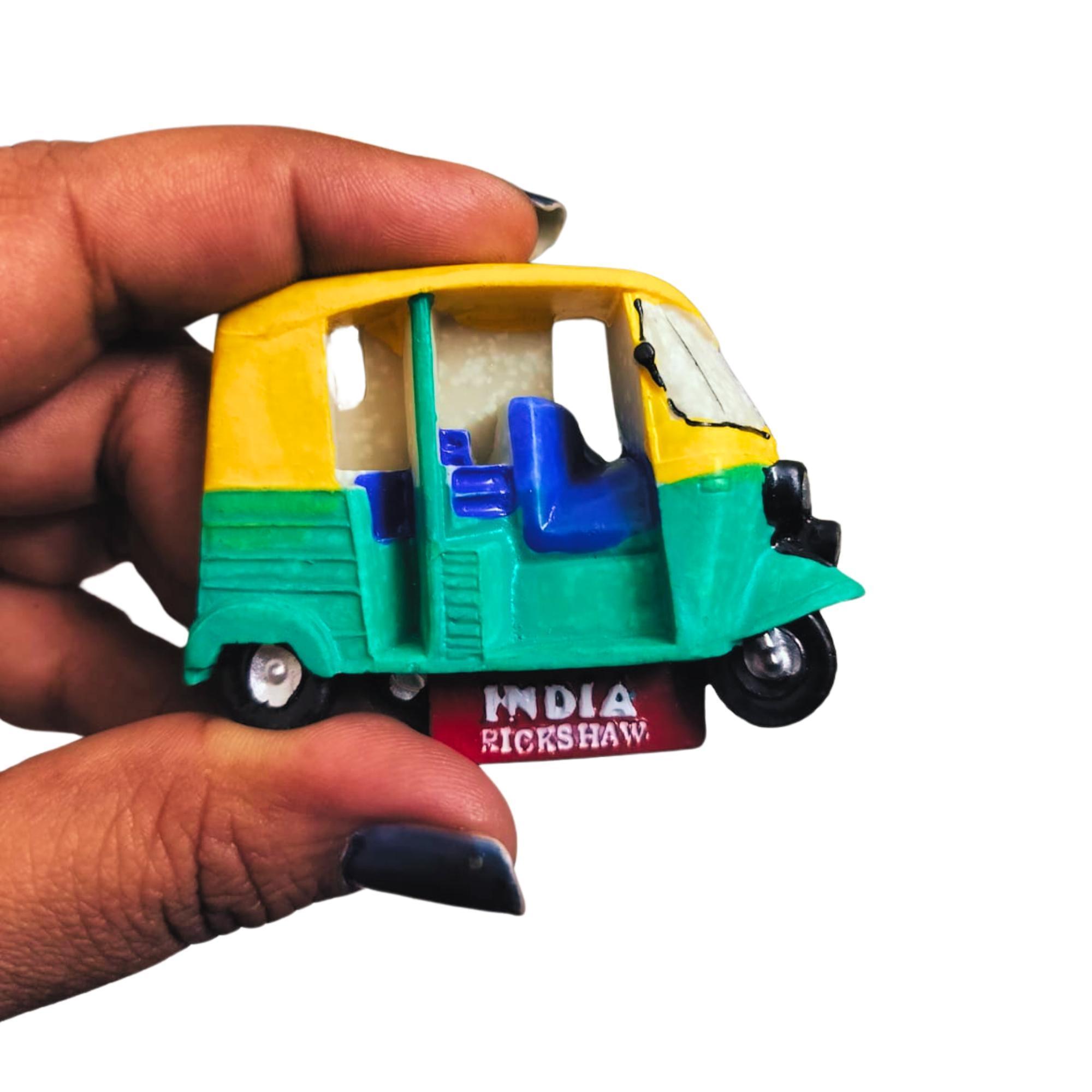 RICKSHAW Themed Miniature 3D Fast Food Fridge Magnet | Refrigerator Magnets | Best Gifting Item| Best Souvenir Gift | Home and Kitchen Decoration | Kitchen Decor | Handmade in India | 3D Fridge Magnets | Best for Gifting (Approx. 4 to 6 cm) - Image 2