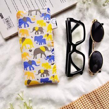 Handcrafted Soft pure cotton fabric Protective Sunglasses Case/Pouch for Women & Men | Anti-scratch Eyeglass Case Pouches |Glares Case Soft Cover sunglass pouch,Spectacles Pouch, Sunglasses Cover for Goggles Women | Fancy Cute Eyeglasses/Sunglasses Case for Women/Girls (Elephant Printed)