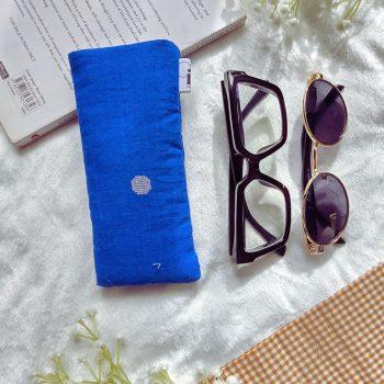 Handcrafted Soft pure cotton fabric Protective Sunglasses Case/Pouch for Women & Men | Anti-scratch Eyeglass Case Pouches |Glares Case Soft Cover sunglass pouch,Spectacles Pouch, Sunglasses Cover for Goggles Women | Fancy Cute Eyeglasses/Sunglasses Case for Women/Girls (Blue polka Printed)