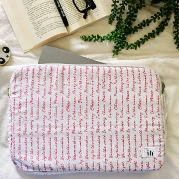 Handcrafted Laptop Bag/Laptop Sleeve Case/Laptop Pouch – Slim & Lightweight Waterproof Cover,Compact Zipper Case, Washable Printed Cotton Fabric, Foam Cushioned with Protective Liner,  Slim & Lightweight Cover for All Laptops & MacBooks (Dimensions 16 x 11 Inches)(Quotes)