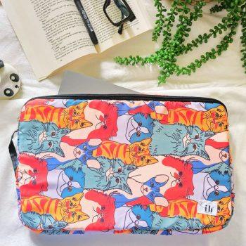 Handcrafted Laptop Bag/Laptop Sleeve Case/Laptop Pouch – Slim & Lightweight Waterproof Cover,Compact Zipper Case, Washable Printed Cotton Fabric, Foam Cushioned with Protective Liner,  Slim & Lightweight Cover for All Laptops & MacBooks (Dimensions 16 x 11 Inches)(Dogs & Cats)