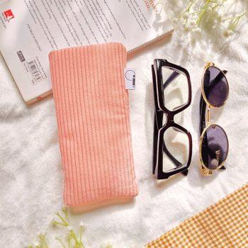Handcrafted Soft Peach Corduroy fabric Protective Sunglasses Case/Pouch for Women & Men | Anti-scratch Eyeglass Case Pouches |Glares Case Soft Cover sunglass pouch,Spectacles Pouch, Sunglasses Cover for Goggles Women | Fancy Cute Eyeglasses/Sunglasses Case for Women/Girls (Peach)