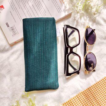 Handcrafted Soft Bottle Green Corduory fabric Protective Sunglasses Case/Pouch for Women & Men | Anti-scratch Eyeglass Case Pouches |Glares Case Soft Cover sunglass pouch,Spectacles Pouch, Sunglasses Cover for Goggles Women | Fancy Cute Eyeglasses/Sunglasses Case for Women/Girls (Bottle Green)