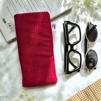 Handcrafted Soft Red Corduory fabric Protective Sunglasses Case/Pouch for Women & Men | Anti-scratch Eyeglass Case Pouches |Glares Case Soft Cover sunglass pouch,Spectacles Pouch, Sunglasses Cover for Goggles Women | Fancy Cute Eyeglasses/Sunglasses Case for Women/Girls (Red)