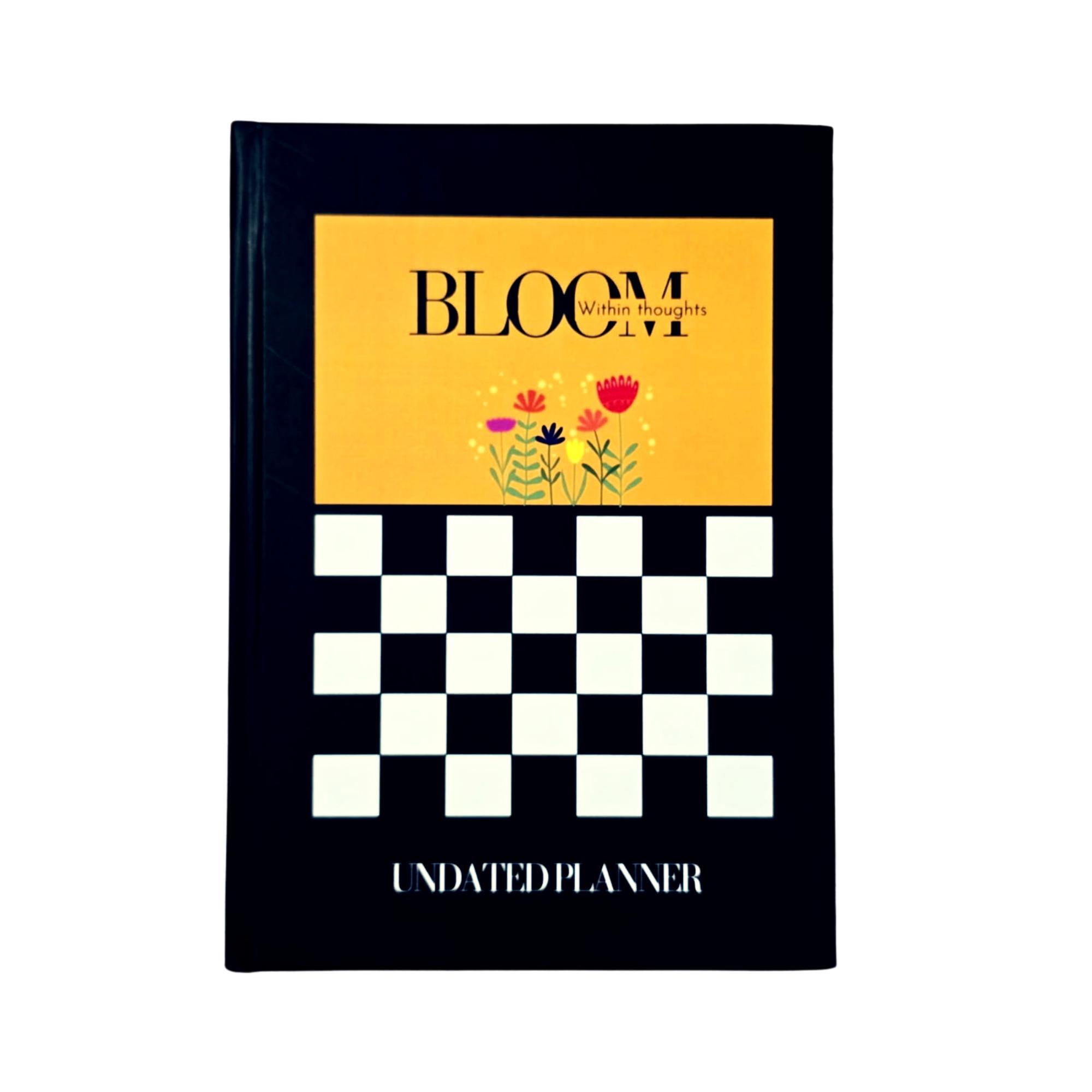 Bloom within thoughts - Undated Planner Combo| 320 pages Matte laminatation Undated Planner|100 GSM| 500+ Aesthetic non tearable Sticker book|FREE BOOKMARK | FREE PANDA MINI NOTEPAD |Weekly Ajenda,Monthly view,Sleep tracker,Habbit tracker,Medication Tracker,Budget planning | 15cm x 23cm