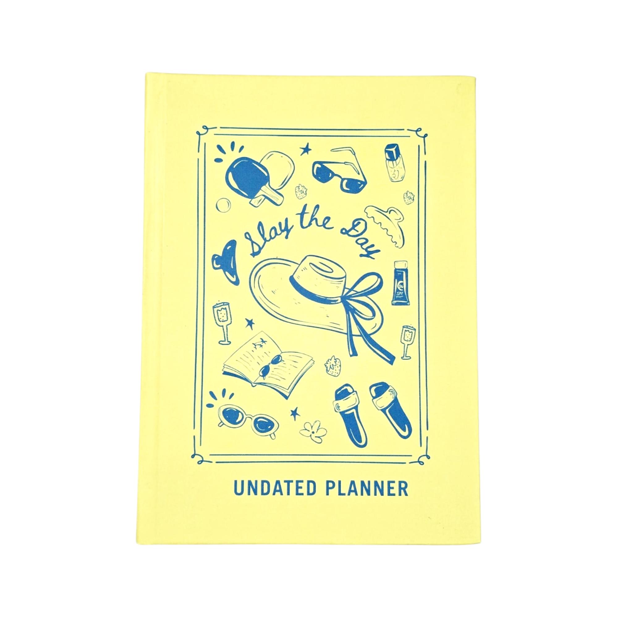 Slay the day - Undated Planner| 320 pages Matte laminatation Undated Planner|100 GSM|Free 3 non tearable Sticker sheets and Bookmark |Weekly Ajenda,Monthly view,Sleep tracker,Habbit tracker,Medication Tracker,Budget planning | 15cm x 23cm