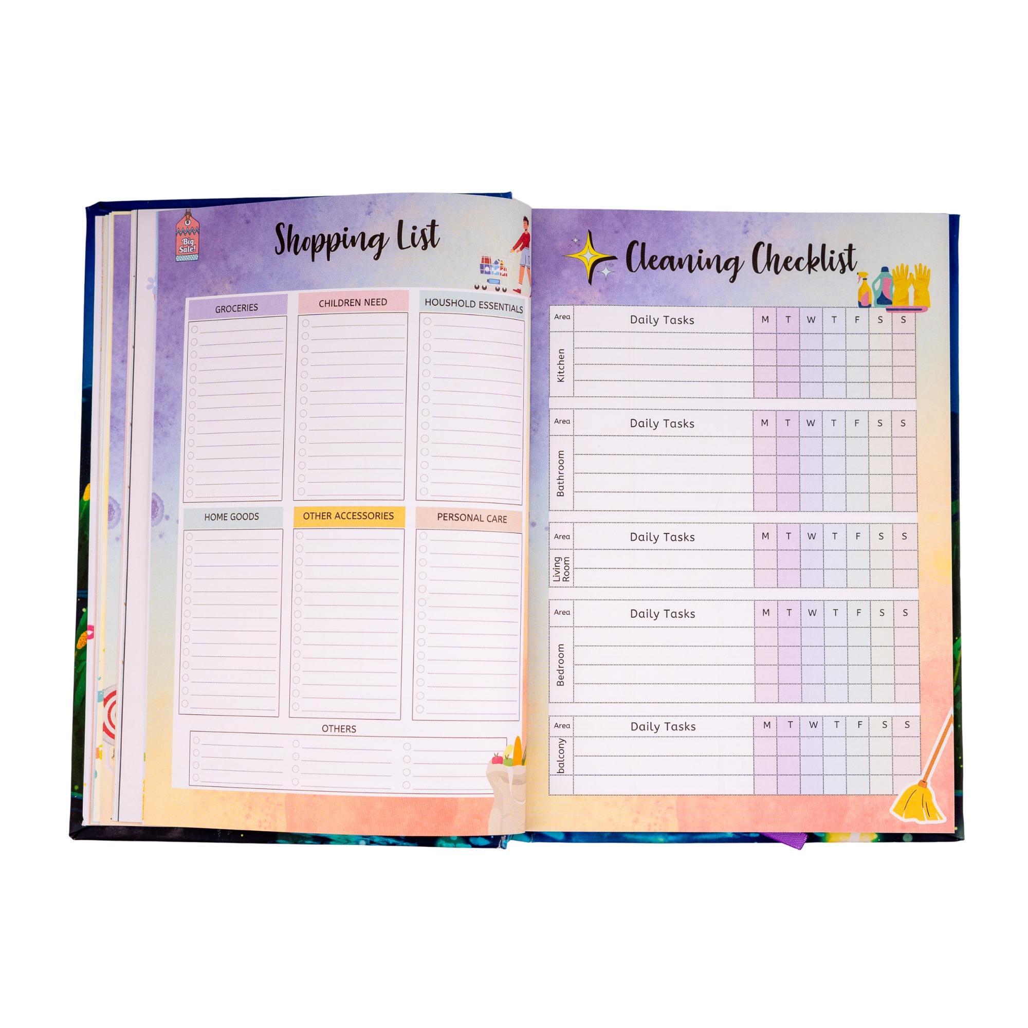 Bloom within thoughts - Undated Planner Combo| 320 pages Matte laminatation Undated Planner|100 GSM| 500+ Aesthetic non tearable Sticker book|FREE BOOKMARK | FREE PANDA MINI NOTEPAD |Weekly Ajenda,Monthly view,Sleep tracker,Habbit tracker,Medication Tracker,Budget planning | 15cm x 23cm - Image 3