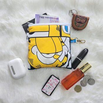 Compact Coin Pouch/Zipper Pouch for Women | Stylish Mini Organizer Pouch| Travel-Friendly Purse |Multi-Purpose Coin Purse| Travel Essentials|Organizer for Cards, Keys & Accessories (Garfield 1)