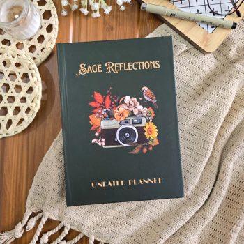 Sage of Reflections - Undated Planner Combo| 320 pages Matte laminatation Undated Planner|100 GSM| 500+ Aesthetic non tearable Sticker book|FREE BOOKMARK | FREE PANDA MINI NOTEPAD |Weekly Ajenda,Monthly view,Sleep tracker,Habbit tracker,Medication Tracker,Budget planning | 15cm x 23cm