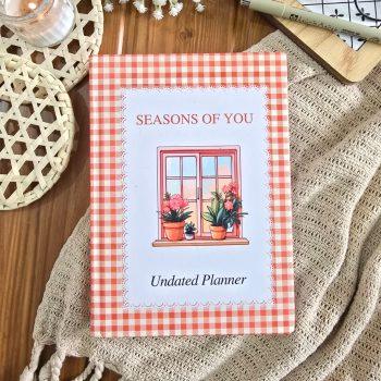 Seasons of you - Undated Planner Combo| 320 pages Matte laminatation Undated Planner|100 GSM| 500+ Aesthetic non tearable Sticker book|FREE BOOKMARK | FREE PANDA MINI NOTEPAD |Weekly Ajenda,Monthly view,Sleep tracker,Habbit tracker,Medication Tracker,Budget planning | 15cm x 23cm