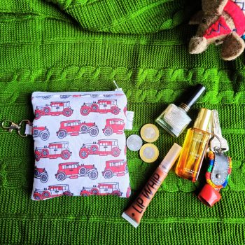 Compact Coin Pouch/Zipper Pouch for Women | Stylish Mini Organizer Pouch| Travel-Friendly Purse |Multi-Purpose Coin Purse| Travel Essentials|Organizer for Cards, Keys & Accessories (Red Printed car)