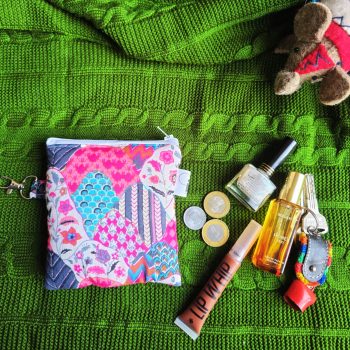 Compact Coin Pouch/Zipper Pouch for Women | Stylish Mini Organizer Pouch| Travel-Friendly Purse |Multi-Purpose Coin Purse| Travel Essentials|Organizer for Cards, Keys & Accessories (pink patch floral)