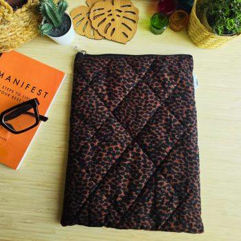 Handcrafted Quilted Hayena animal Printed 100%Cotton Fabric Book,Tablet,Ipad Sleeves |  Multicolor | padded inner lining | Washable Foaming Sheet | Padded Multipurpose Pouch/bag/tablet,ipad cover/Book Covers/Book Protector| Zip closure - 9 Inch x 11 Inch