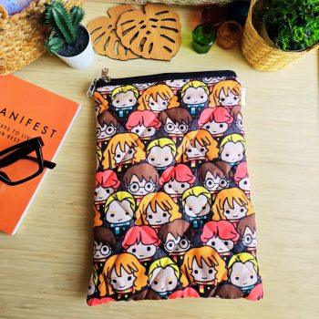 Handcrafted Quilted Harry Potter Printed 100% Cotton Fabric Book,Tablet,Ipad Sleeves | Multicolor | padded inner lining | Washable Foaming Sheet | Padded Multipurpose Pouch/bag/tablet,ipad cover/Book Covers/Book Protector| Zip closure - 9 Inch x 11 Inch