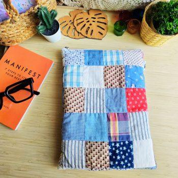 Handcrafted Quilted Patchwork Printed 100% Cotton Fabric Book,Tablet,Ipad Sleeves | Multicolor | padded inner lining | Washable Foaming Sheet | Padded Multipurpose Pouch/bag/tablet,ipad cover/Book Covers/Book Protector| Zip closure - 9 Inch x 11 Inch