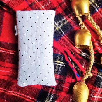 Handcrafted Soft White and black polkadots cotton fabric Protective Sunglasses Case/Pouch for Women & Men | Anti-scratch Eyeglass Case Pouches |Glares Case Soft Cover sunglass pouch,Spectacles Pouch, Sunglasses Cover for Goggles Women | Fancy Cute Eyeglasses/Sunglasses Case for Women/Girls (White and black polkadots)