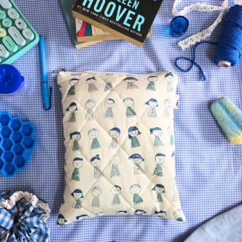 Handcrafted Quilted Blue Dolls Printed 100% Cotton Fabric Book,Tablet,Ipad Sleeves | 100% Cotton Fab(Blue Dolls)ric , Multicolor | padded inner lining | Washable Foaming Sheet | Padded Book Sleeves/Book Covers/Book Protector - 8 Inch x 10 Inch