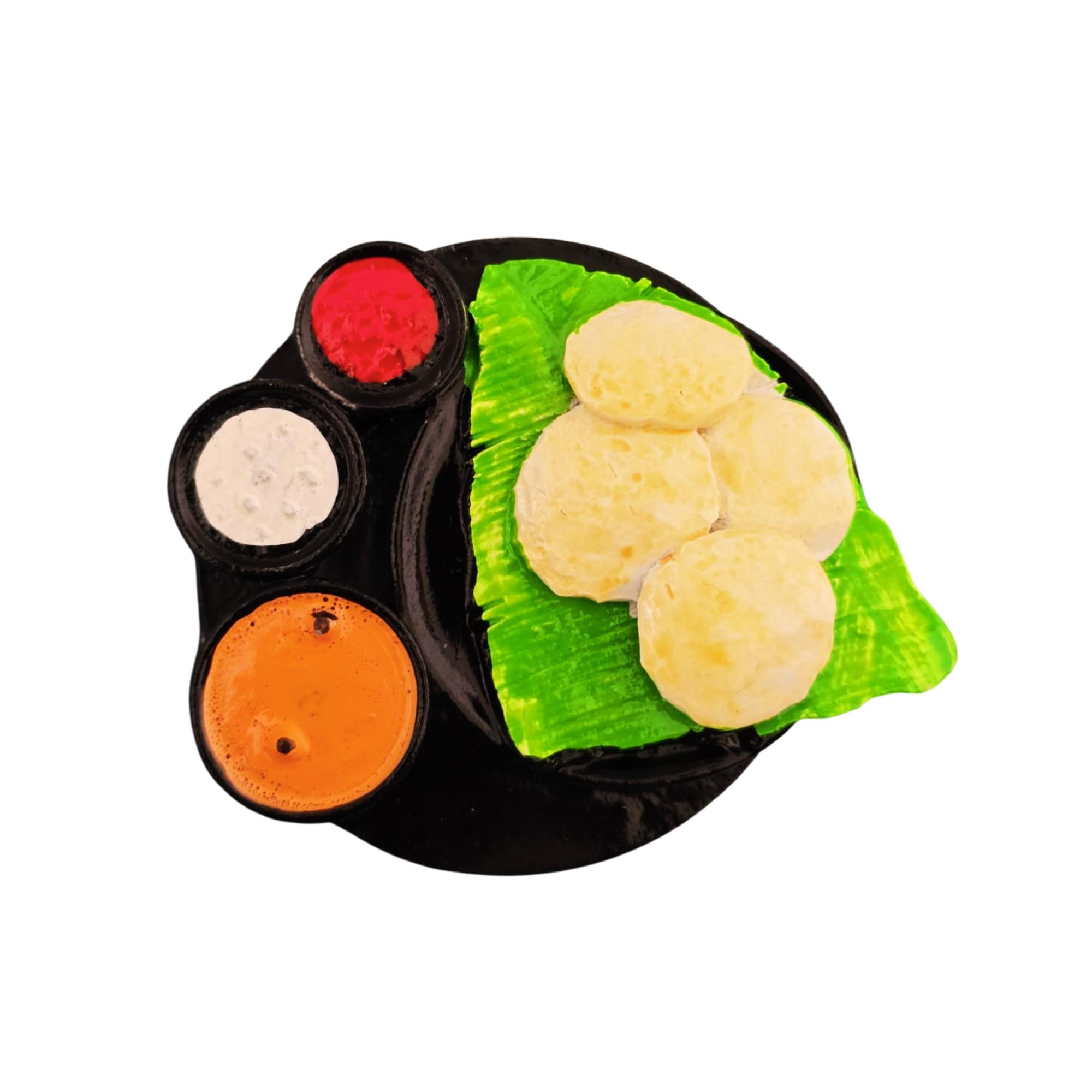 Idli Sambar Biscuit Themed Miniature 3D Fast Food Fridge Magnet | Refrigerator Magnets | Best Gifting Item | Best Souvenir Gift | Home and Kitchen Decoration | Kitchen Decor | Handmade in India | 3D Fridge Magnets | Best for Gifting (Approx. 4 to 6 cm)