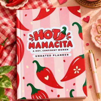 Hot Mamacita - Undated Planner | 320 pages Matte laminatation Undated Planner|100 GSM|Free 3 non tearable Sticker sheets and Bookmark  |Weekly Ajenda,Monthly view,Sleep tracker,Habbit tracker,Medication Tracker,Budget planning | 15cm x 23cm
